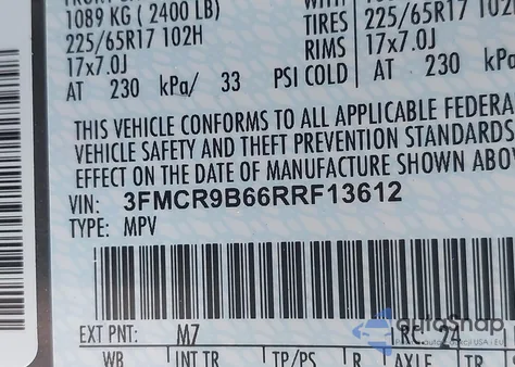 2024 Ford Bronco Sport Big Bend z USA, uszkodzony, nr VIN 3FMCR9B66RRF13612